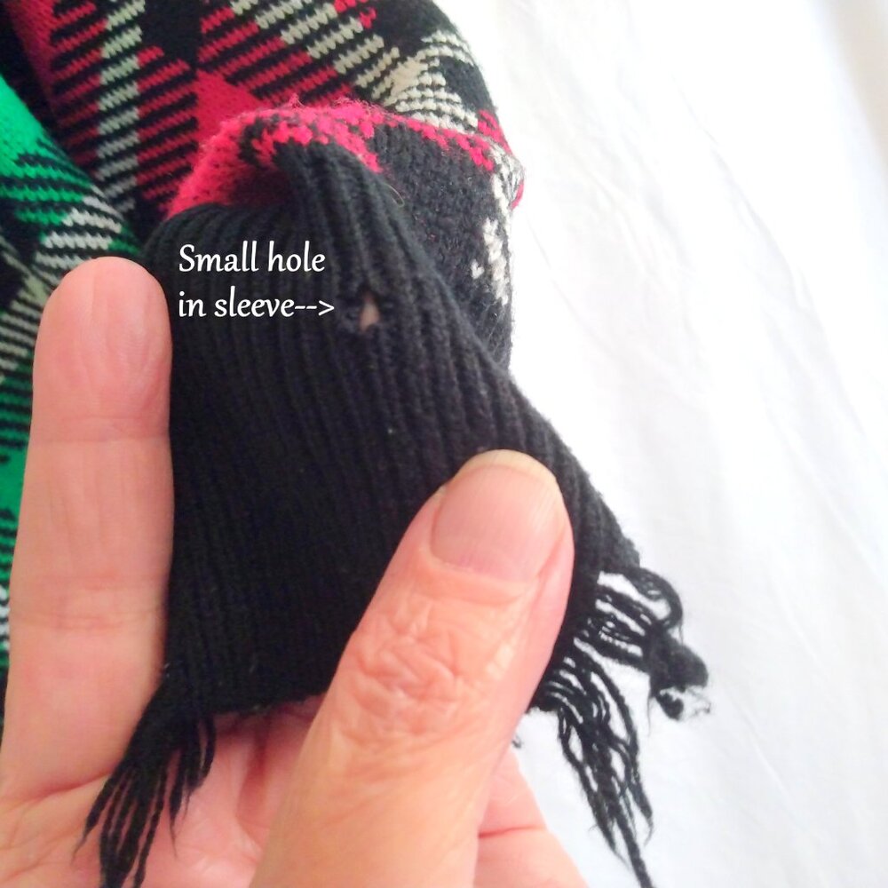 Runway 7 Factory Distressed Colorblock Plaid Knit Cardigan S Grunge Varsity Y2K - Picture 5 of 8